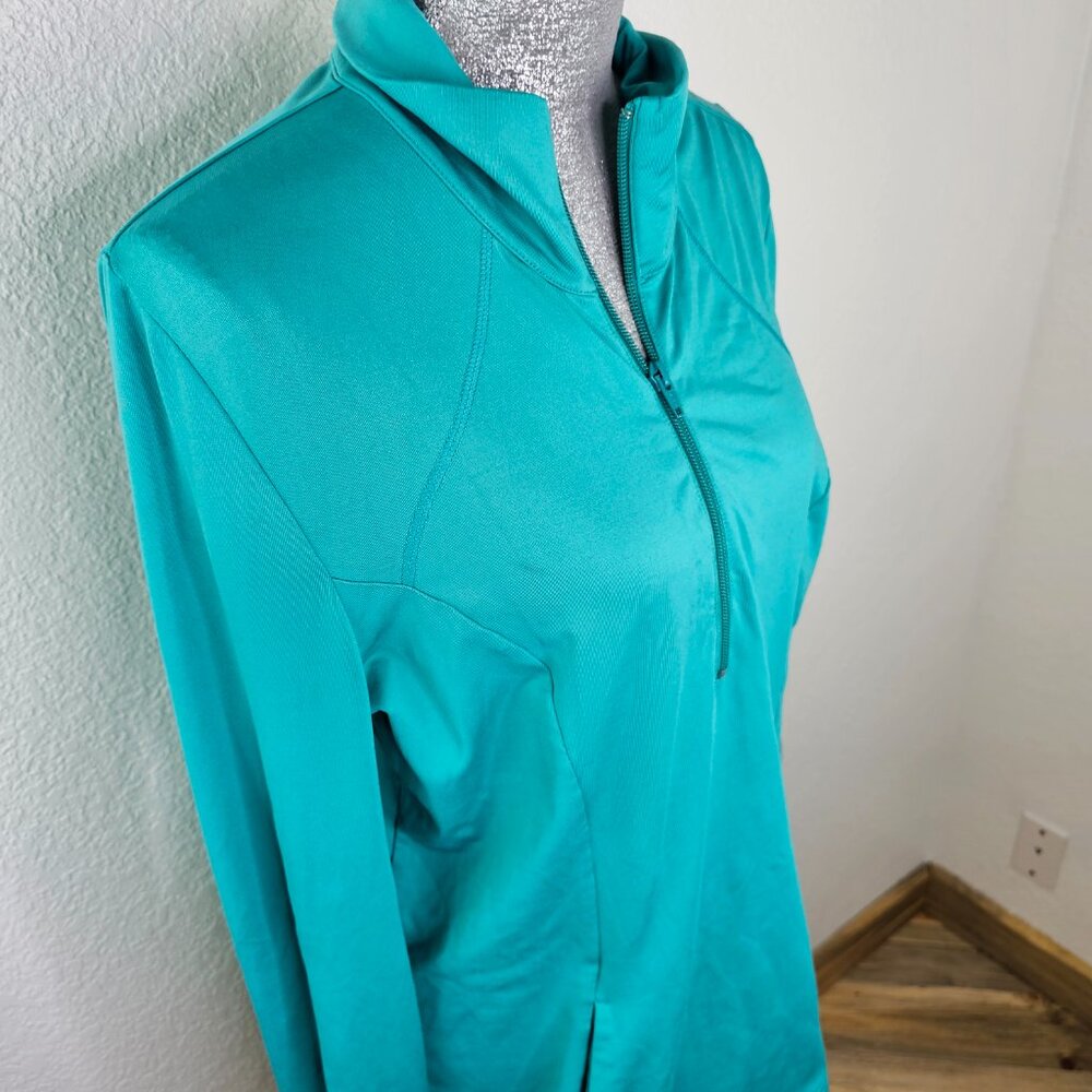 Zella Turquoise Long Sleeve Quarter Zip Top Size Large
